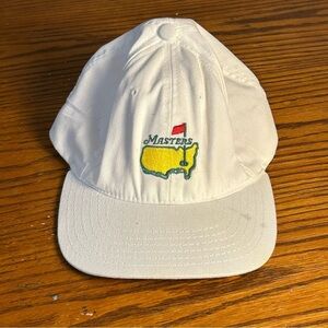 Vtg The Master American Needle Cotton White Golf Hat Cap Strapback OSFA FLAWS